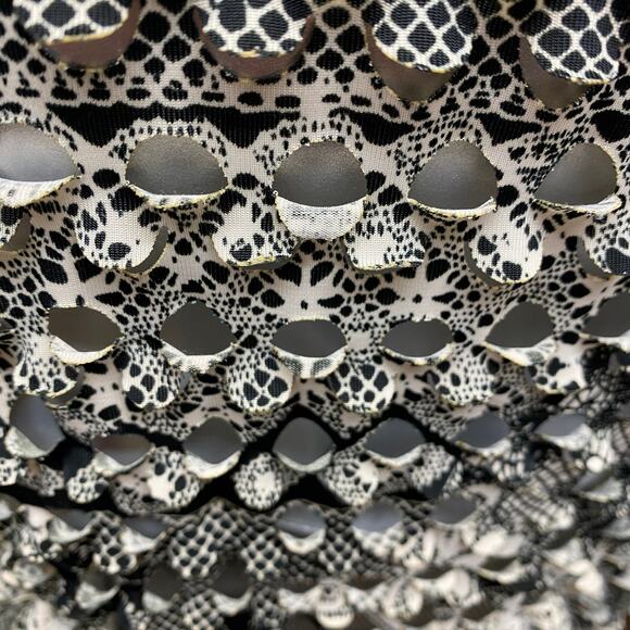 MECHANT Layering Cut Out Bell Sleeve Mini Little Black White Dress Size S - Picture 2 of 12